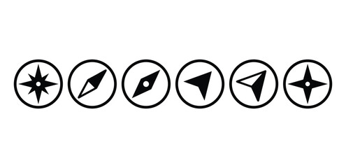 compass navigation icon symbol sign vector design black white simple flat illustration collection set isolated