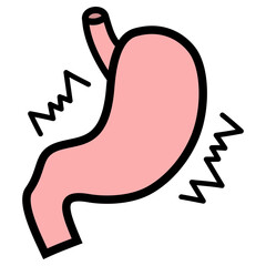 Stomachache Filled Line Icon Vector Illustration 