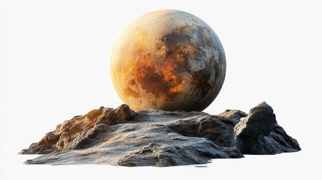 CoRoT-7b (exoplanet) clipart, element, 3D illustration, realistic, isolated on white background