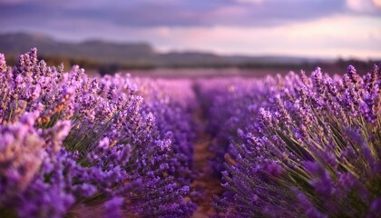 Obraz premium Dolly shot of lavender flowers on field. Provence in France