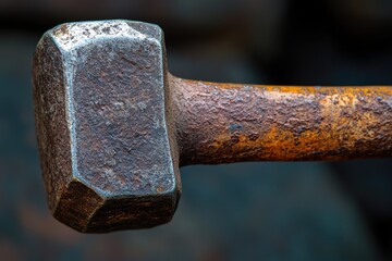 Closeup of a Rusty Metal Hammer Head
