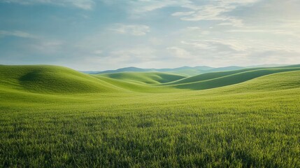 Obraz premium Vast empty grassland with rolling hills depicting peace