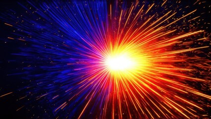 Colorful glow Light flare sparks texture. red orange rays on dark blue abstract overlay