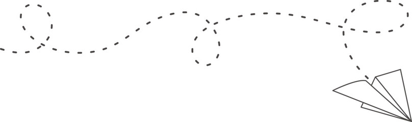 Paper plane dashed line doodle sketch style drawing. Path way, follow idea. Business or travel design element. Paper aeroplane