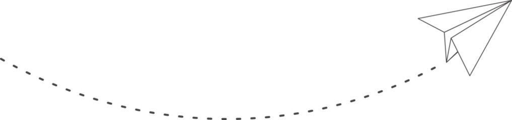 Paper plane dashed line doodle sketch style drawing. Path way, follow idea. Business or travel design element. Paper aeroplane