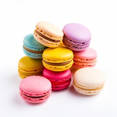 Fototapeta premium Colorful macaroons on white background.
