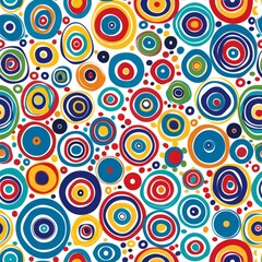 Naklejka premium Fun colorful circle doodle seamless pattern