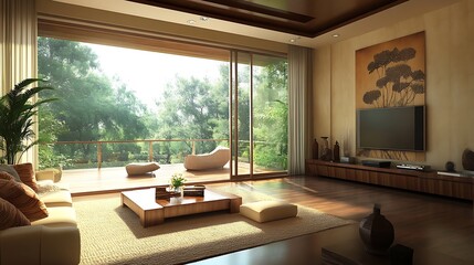 Modern Living Room with a View