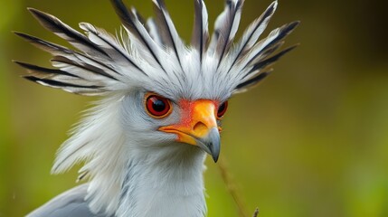 Obraz premium Portrait of a Secretarybird with its Crest Raised