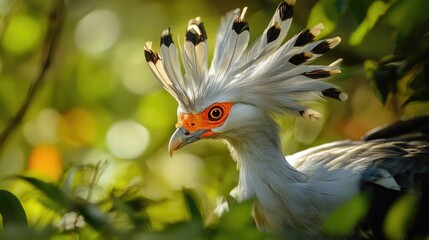 Fototapeta premium Portrait of a Secretary Bird in the Sunlight