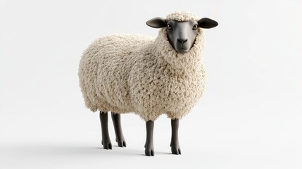 Fototapeta premium Sheep clipart, element, 3D illustration, realistic, isolated on white background