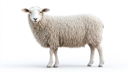Fototapeta premium Sheep clipart, element, 3D illustration, realistic, isolated on white background