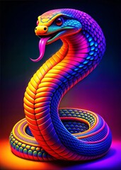 Fototapeta premium Colorful snake illustration with vibrant colors on a dark background 