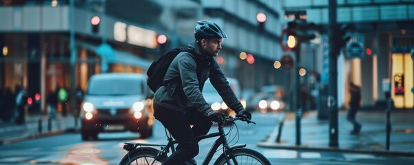 Urban Cycling at Dusk.