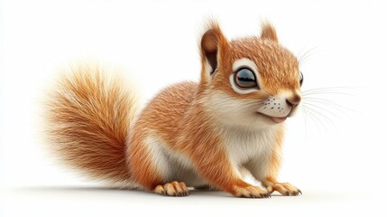 Obraz premium Squirrel clipart, element, 3D illustration, realistic, isolated on white background