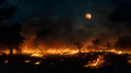 Fototapeta premium Wildfires at night