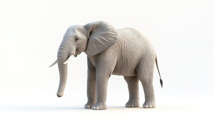 Obraz premium Elephant clipart, element, 3D illustration, realistic, isolated on white background