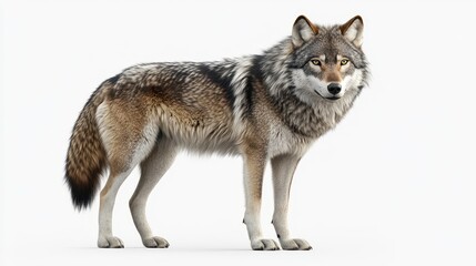 Wolf clipart, element, 3D illustration, realistic, isolated on white background