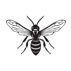Fototapeta premium Wasp in cartoon, doodle style . Image for t-shirt, web, mobile apps and ui. Isolated 2d vector illustration in logo, icon, sketch style, Eps 10, black and white. AI Generative