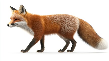 Fototapeta premium Fox clipart, element, 3D illustration, realistic, isolated on white background