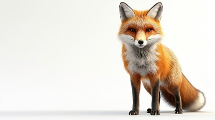 Obraz premium Fox clipart, element, 3D illustration, realistic, isolated on white background