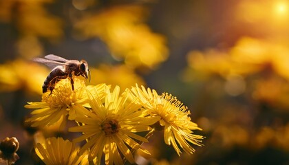 Bee Pollinating Yellow Flowers in Fife