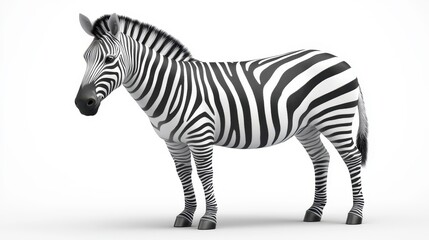 Obraz premium Zebra clipart, element, 3D illustration, realistic, isolated on white background