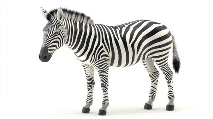 Obraz premium Zebra clipart, element, 3D illustration, realistic, isolated on white background