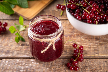 Organic red currant berry jam or marmalade