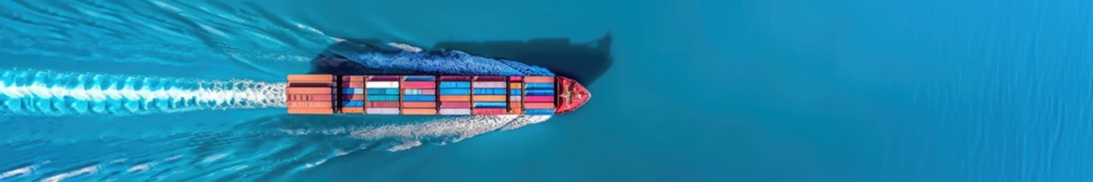 Aerial View of Cargo Ship Sailing Blue Ocean Waters