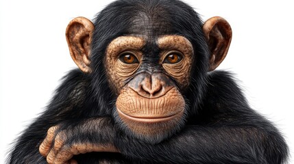 Fototapeta premium Chimpanzee clipart, element, 3D illustration, realistic, isolated on white background