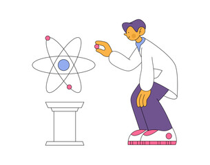 Scientist builds an atom model