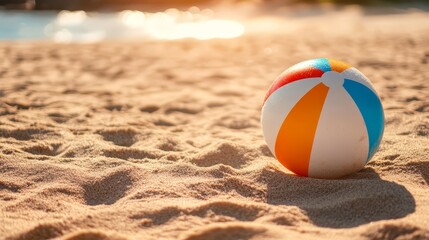 Obraz premium Beach Ball on Golden Sand with Sunlight