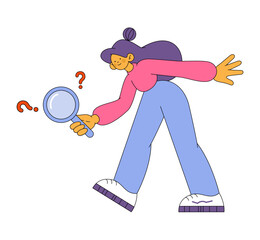 Girl investigating with magnifying glass