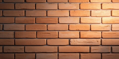 Obraz premium A close-up view of a rustic brick wall with warm tones and textured surface, perfect for interior design backgrounds.