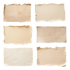 PNG beige torn paper design element set, transparent background