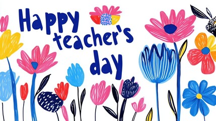 Happy teacher's day floral design for celebration cards and posters