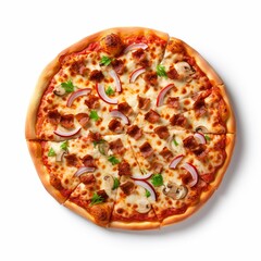 Delicious pizza on white background