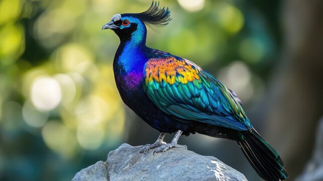 Vibrant Himalayan Monal Standing on a Rock