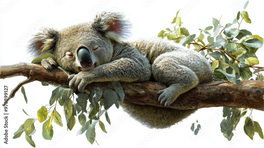 Wall mural Koala clipart, element, 3D illustration, realistic, isolated on white background