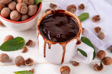 Hazelnut hot chocolate drink