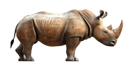 Fototapeta premium Rhinoceros clipart, element, 3D illustration, realistic, isolated on white background