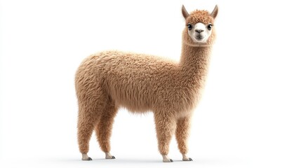 Fototapeta premium Alpaca clipart, element, 3D illustration, realistic, isolated on white background