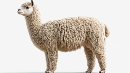 Fototapeta premium Alpaca clipart, element, 3D illustration, realistic, isolated on white background