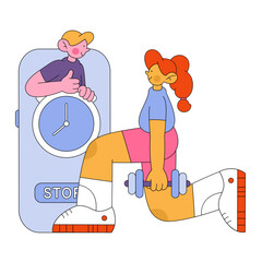 Girl exercising with an online trainer