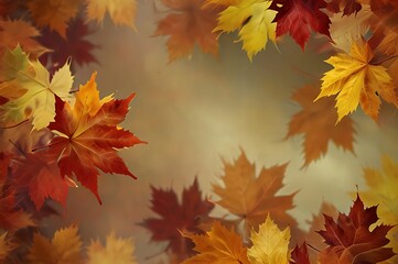 abstract background with a swirling motion of fall leaves with copy space