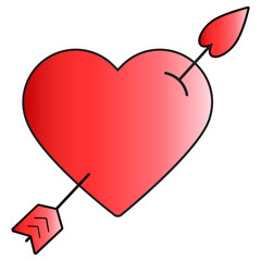 Valentine Symbol with Trendy Cartoon Design. Vector Illustration on White Background.