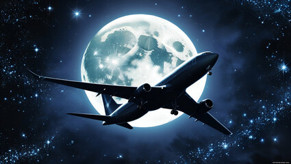 Obraz premium A Majestic Airplane Silhouette with Curved Wings