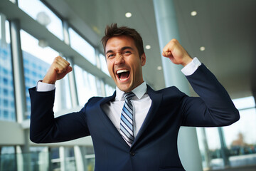 Fototapeta premium Successful business people person in modern interior office space building made with Generative AI artwork