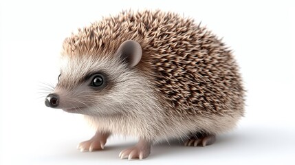 Obraz premium Hedgehog clipart, element, 3D illustration, realistic, isolated on white background